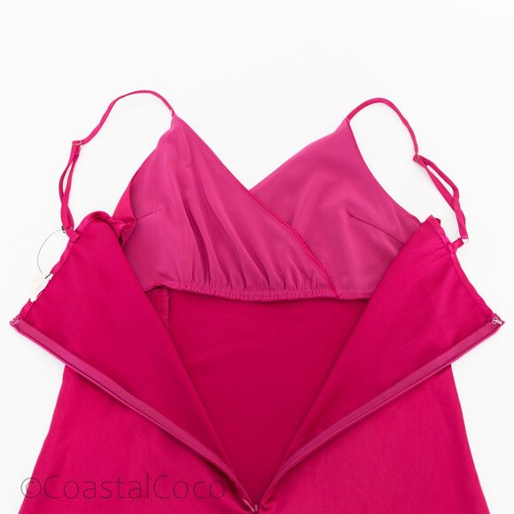 En Crème Satin Slip Midi Dress Pink M Cocktail Slip Spaghetti Silky Y2K Formal - Picture 6 of 9